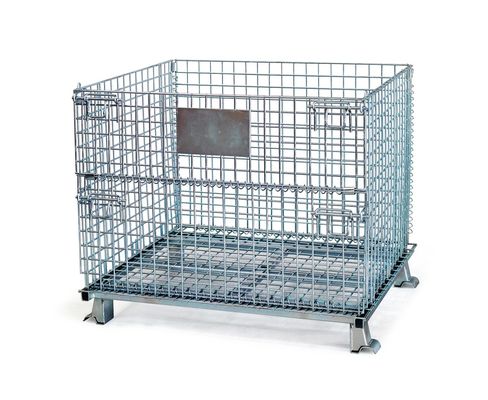 CE RAL مسحوق المغلفة 1000KG حاوية شبكة سلكية قابلة للطي